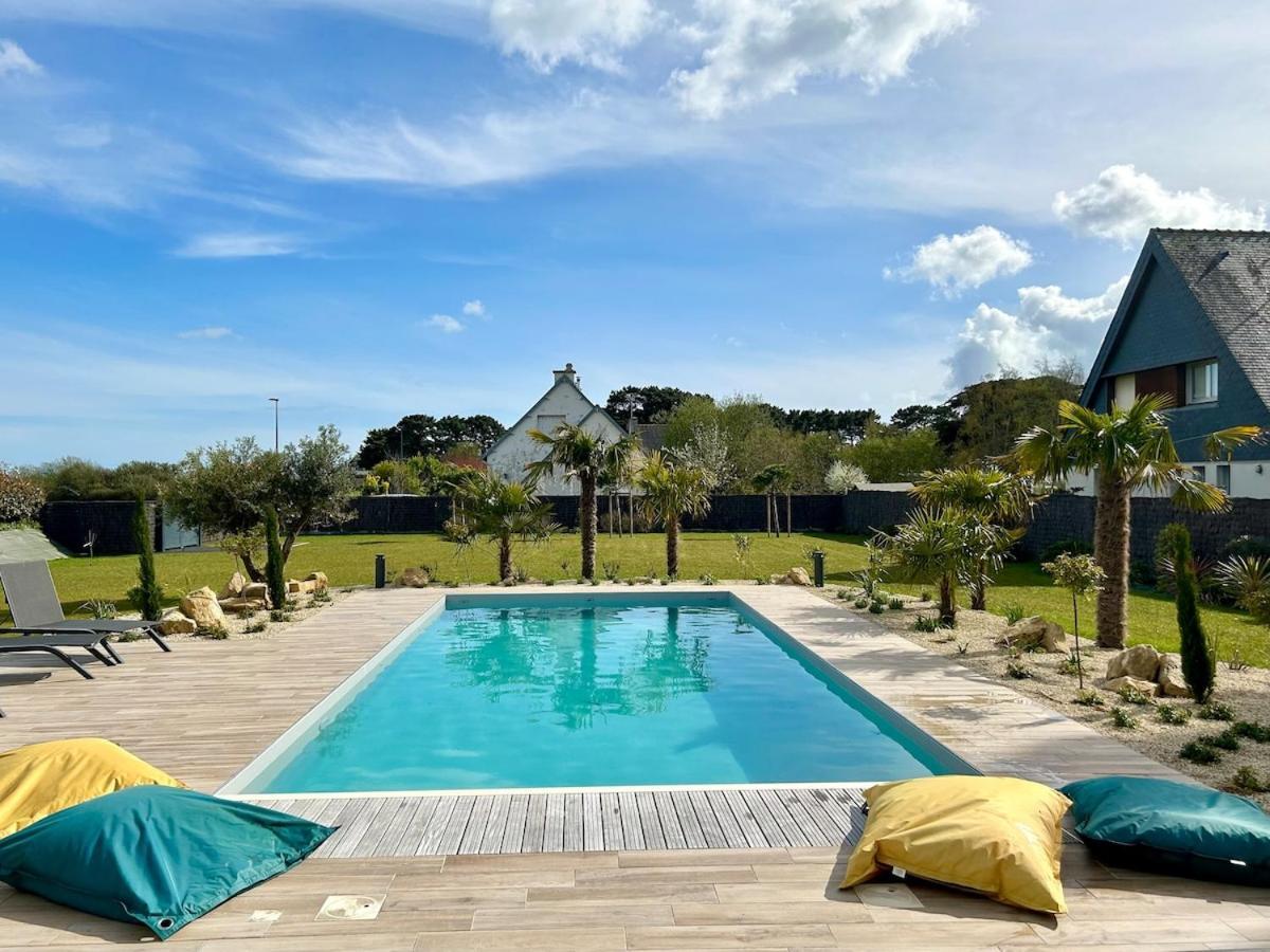 Superbe Villa Tout Confort Avec Piscine Chauffee Er Couverte Et Spa A 2 Pas De La Plage Fouesnant Luaran gambar